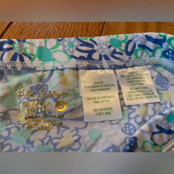 Lily Pulitzer Luxletic Bike Shorts Women’s Size Small Blue/Green Floral EUC - Picture 5 of 10